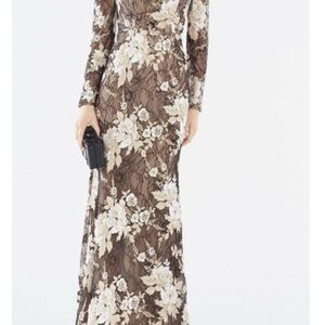 BCBGMaxAzria Black and Cream Floral Lace Dress